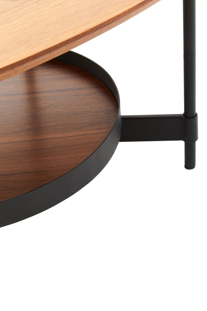 DUSK Oblong two-tier coffee table with walnut veneer KEFINO