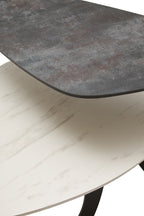 SHIFT Asymmetric two-tier ceramic coffee table − black and white KEFINO