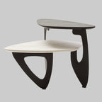 SHIFT Asymmetric two-tier ceramic coffee table − black and white KEFINO