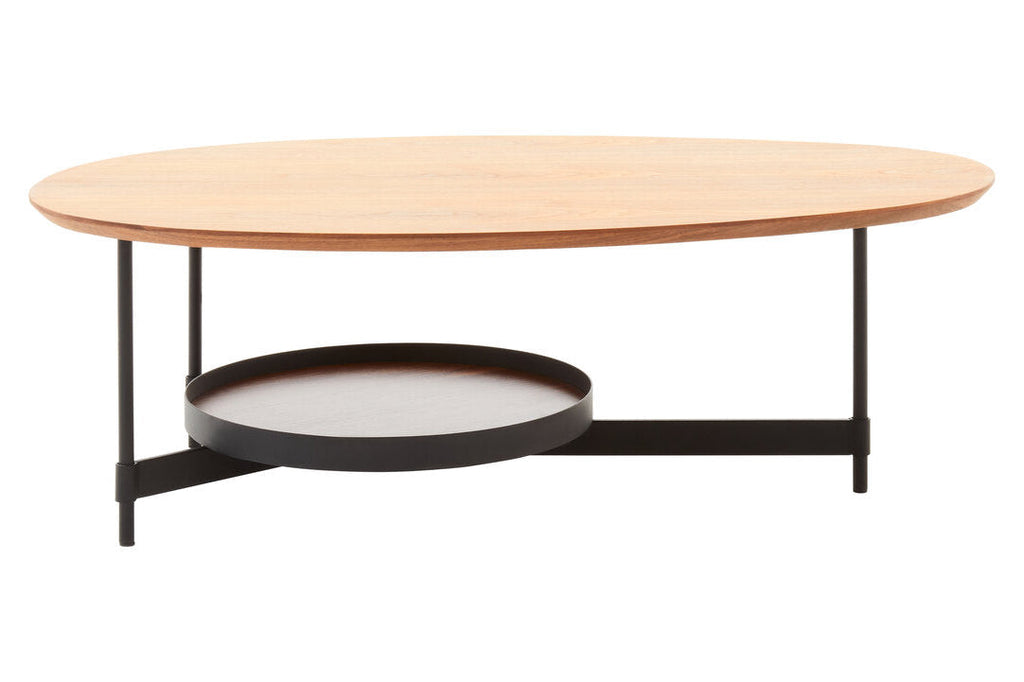 DUSK Oblong two-tier coffee table with walnut veneer KEFINO