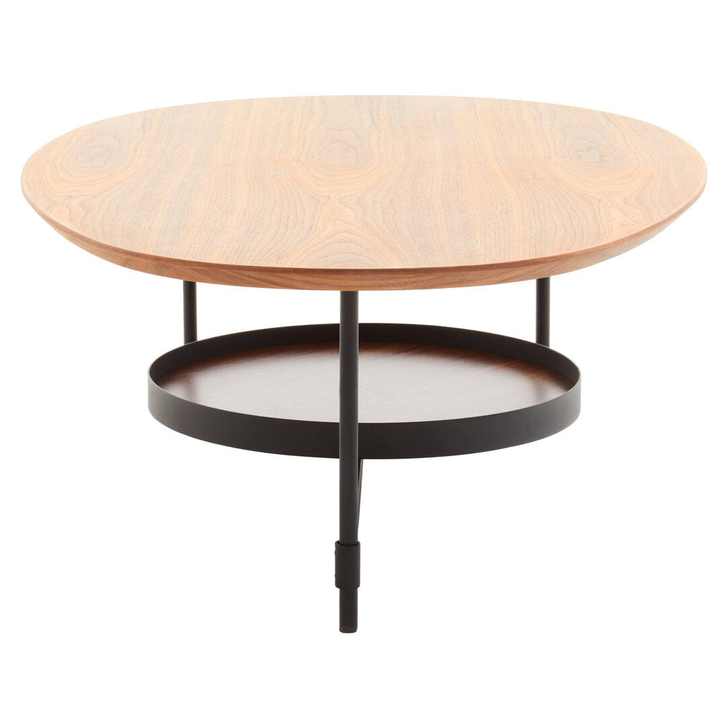 DUSK Oblong two-tier coffee table with walnut veneer KEFINO