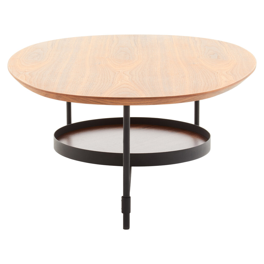 DUSK Oblong two-tier coffee table with walnut veneer KEFINO
