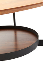 DUSK Oblong two-tier coffee table with walnut veneer KEFINO