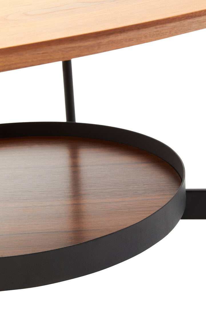 DUSK Oblong two-tier coffee table with walnut veneer KEFINO