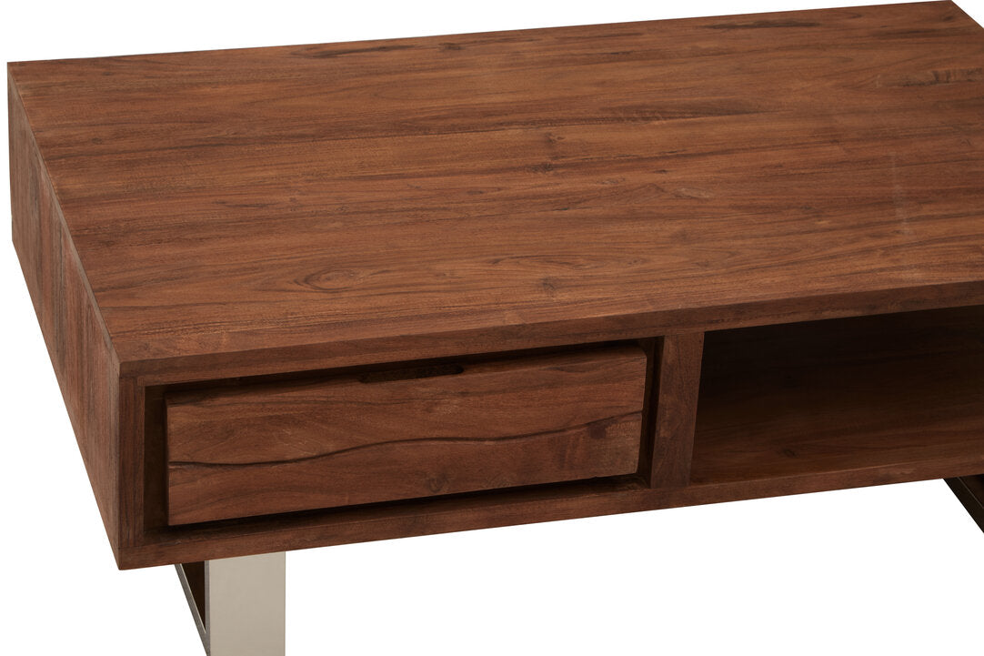 TERRA Acacia Wood Coffee Table with Drawer KEFINO