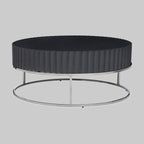 GROOVE Round Coffee Table with Glossy Fluted Top on Stainless Steel Base KEFINO