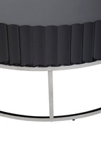 GROOVE Round Coffee Table with Glossy Fluted Top on Stainless Steel Base KEFINO