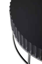 GROOVE Round Coffee Table with Glossy Fluted Top on Stainless Steel Base KEFINO