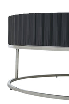 GROOVE Round Coffee Table with Glossy Fluted Top on Stainless Steel Base KEFINO