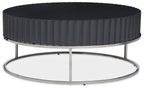 GROOVE Round Coffee Table with Glossy Fluted Top on Stainless Steel Base KEFINO