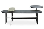 STRATUM Contemporary Black, Gold and Stone 3-tiered Coffee Table/Side Table KEFINO