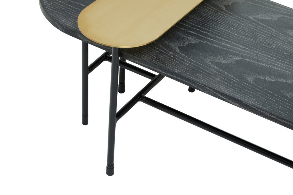 STRATUM Contemporary Black, Gold and Stone 3-tiered Coffee Table/Side Table KEFINO