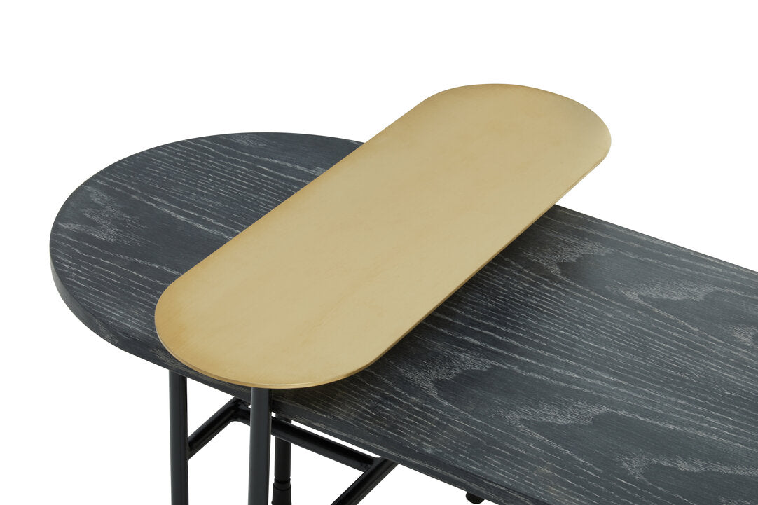 STRATUM Contemporary Black, Gold and Stone 3-tiered Coffee Table/Side Table KEFINO