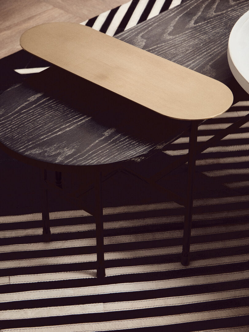 STRATUM Contemporary Black, Gold and Stone 3-tiered Coffee Table/Side Table KEFINO