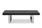 OBSIDIAN Minimalistic Black Elm Wood and Stainless Steel Coffee Table KEFINO