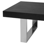 OBSIDIAN Minimalistic Black Elm Wood and Stainless Steel Coffee Table KEFINO