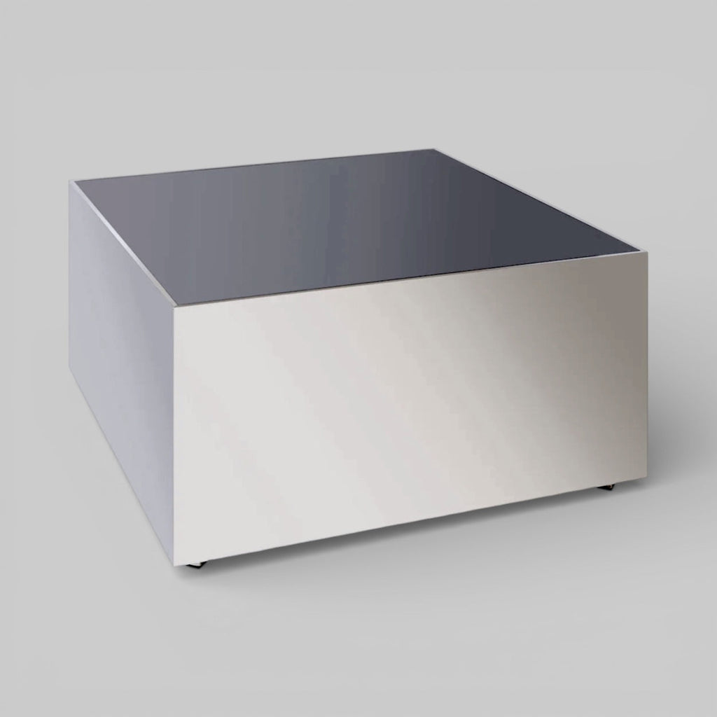 BLOC Minimalist Square Chrome and Black Coffee Table KEFINO