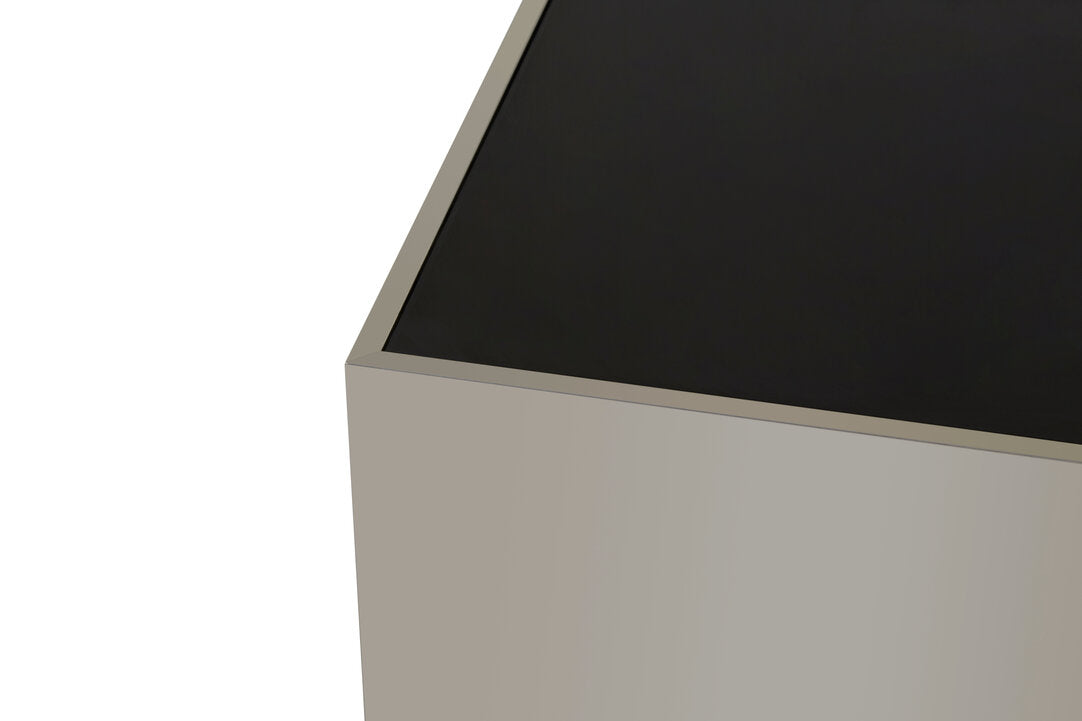BLOC Minimalist Square Chrome and Black Coffee Table KEFINO