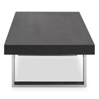 OBSIDIAN Minimalistic Black Elm Wood and Stainless Steel Coffee Table KEFINO