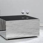 BLOC Minimalist Square Chrome and Black Coffee Table KEFINO
