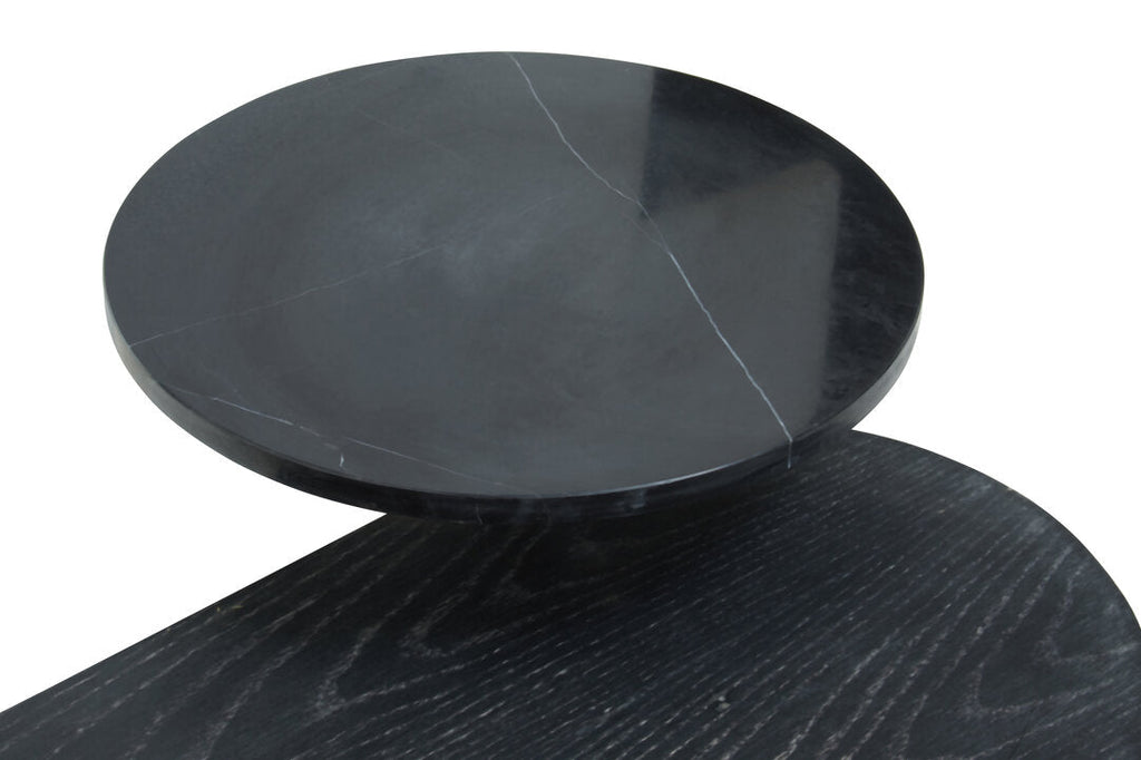 STRATUM Contemporary Black, Gold and Stone 3-tiered Coffee Table/Side Table KEFINO