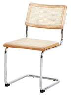 DESSAU Bauhaus-inspired rattan and tubular steel cantilever dining chair KEFINO