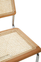 DESSAU Bauhaus-inspired rattan and tubular steel cantilever dining chair KEFINO