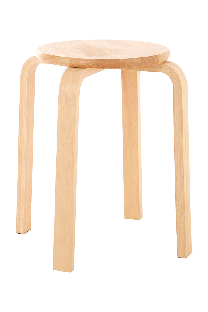 STACK Four-legged Bent Rubber Wood Stool − stackable KEFINO