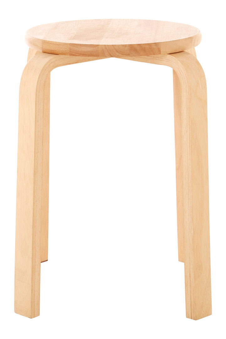 STACK Four-legged Bent Rubber Wood Stool − stackable KEFINO
