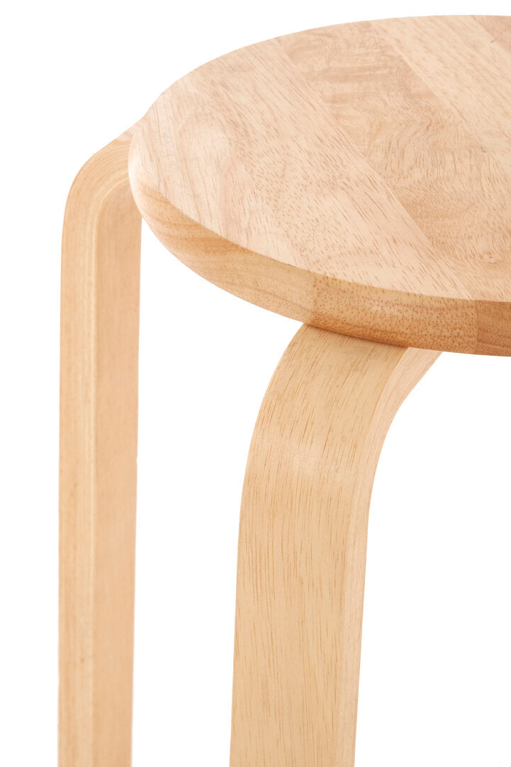 STACK Four-legged Bent Rubber Wood Stool − stackable KEFINO