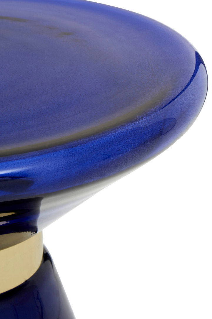 AZURE Blue Martini Glass Side Table with Gold Accent KEFINO
