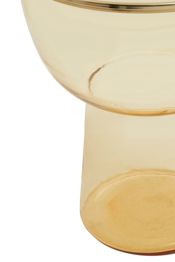 SAFFRON Amber Glass Voluminous Side Table with Gold Top KEFINO