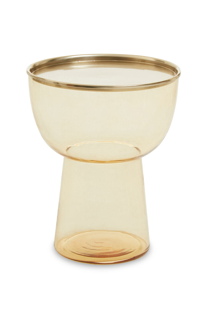 SAFFRON Amber Glass Voluminous Side Table with Gold Top KEFINO