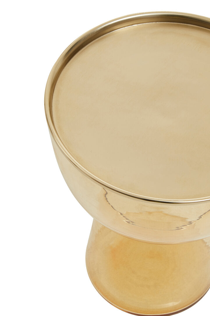 SAFFRON Amber Glass Voluminous Side Table with Gold Top KEFINO