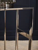 SLIDE Polished Stainless Steel C-shaped Side Table KEFINO