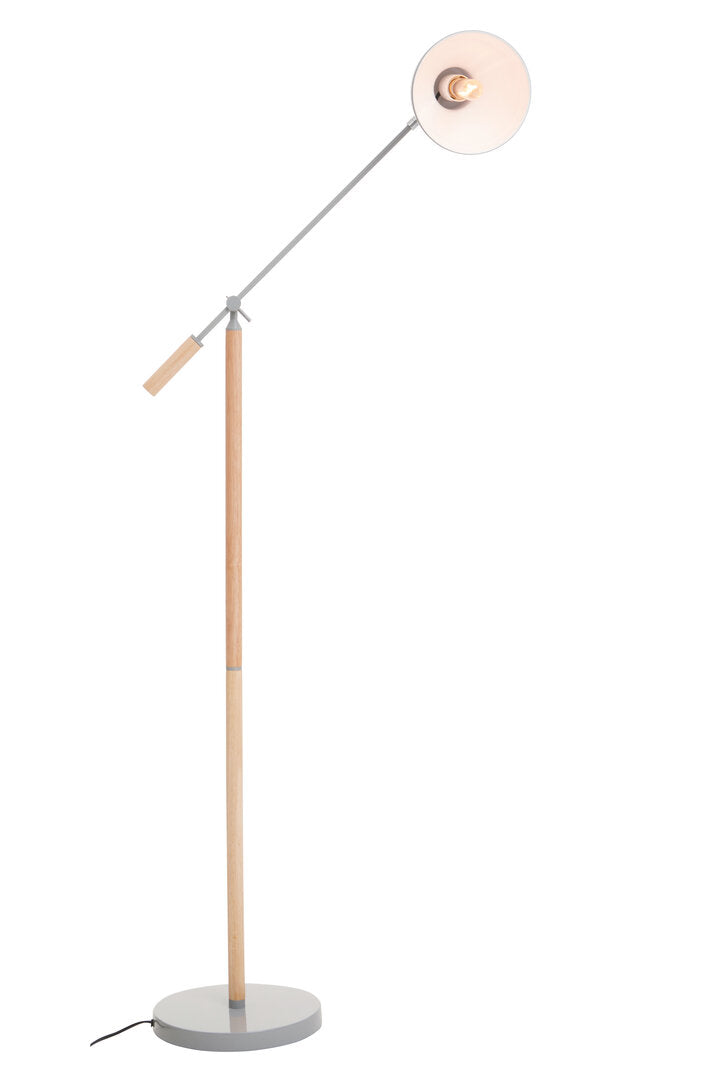 BOUGH Wood and Grey Metal Floor Lamp with Adjustable Arm KEFINO
