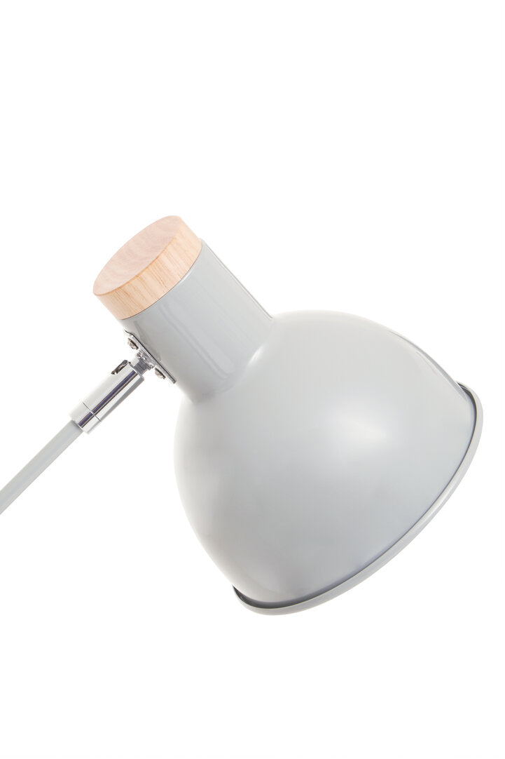 BOUGH Wood and Grey Metal Floor Lamp with Adjustable Arm KEFINO