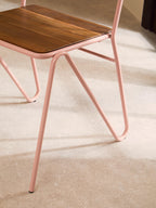 LUNGE Pastel Pink Metal and Elm Wood Chair KEFINO