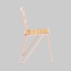 LUNGE Pastel Pink Metal and Elm Wood Chair KEFINO