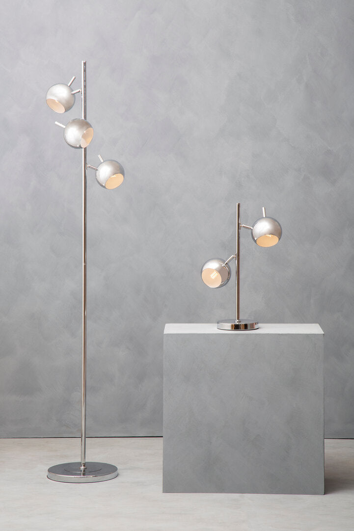 TRIAD Three-light chrome-finish spherical Floor Lamp KEFINO