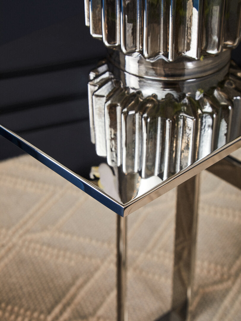 SLIDE Polished Stainless Steel C-shaped Side Table KEFINO