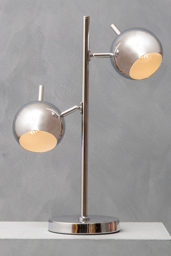 TWIN Chrome Table Lamp with Two Adjustable Domes KEFINO