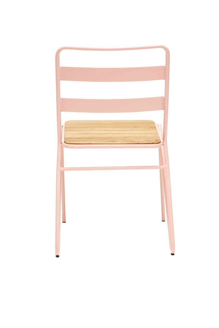 LUNGE Pastel Pink Metal and Elm Wood Chair KEFINO