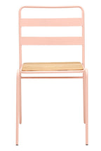 LUNGE Pastel Pink Metal and Elm Wood Chair KEFINO