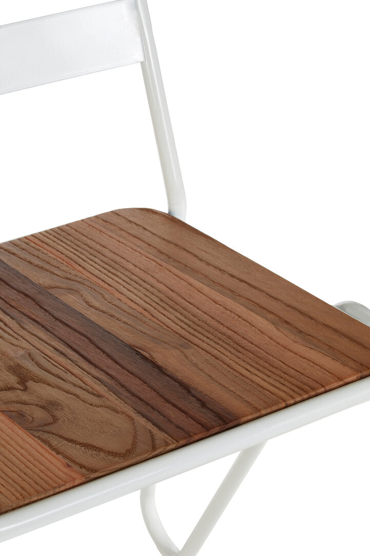 LUNGE Grey Metal and Elm Wood Chair KEFINO