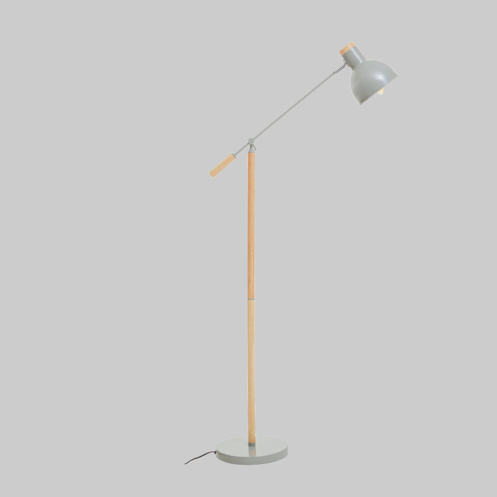 BOUGH Wood and Grey Metal Floor Lamp with Adjustable Arm KEFINO