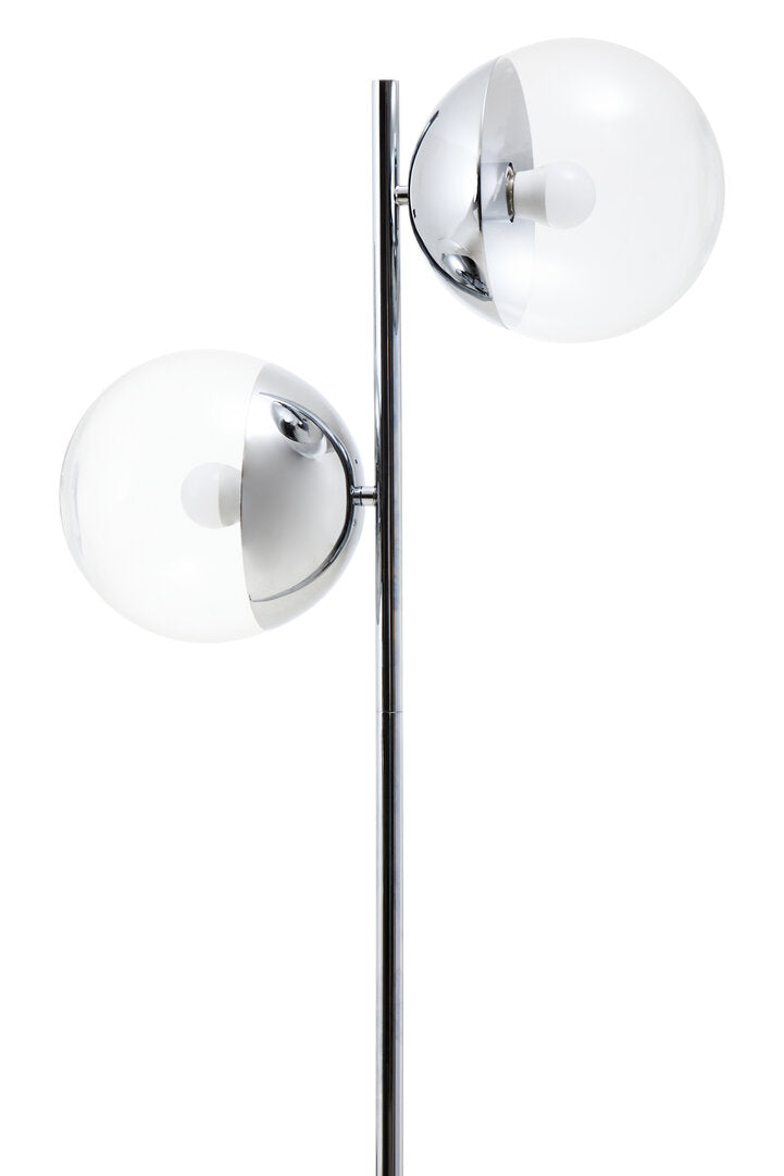 BINARY (Floor) Two-Sphere Silver Finish Metal Floor Lamp KEFINO