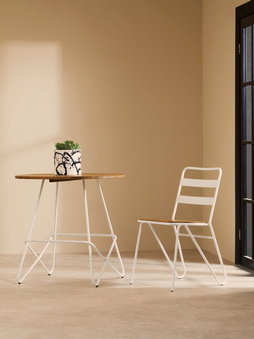 LUNGE Grey Metal and Elm Wood Chair KEFINO