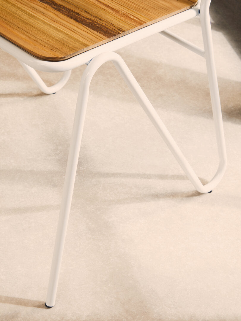 LUNGE Grey Metal and Elm Wood Chair KEFINO