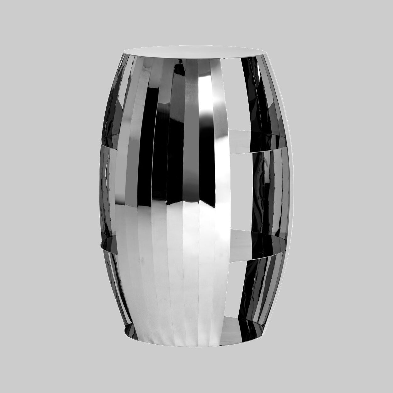 PRISM Mirrored Side Table with two Tiers Storage − Stainless Steel KEFINO